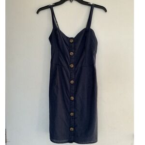 Abercrombie & Fitch Button Front Mini Dress Womens S Navy Blue Excellent Smocked